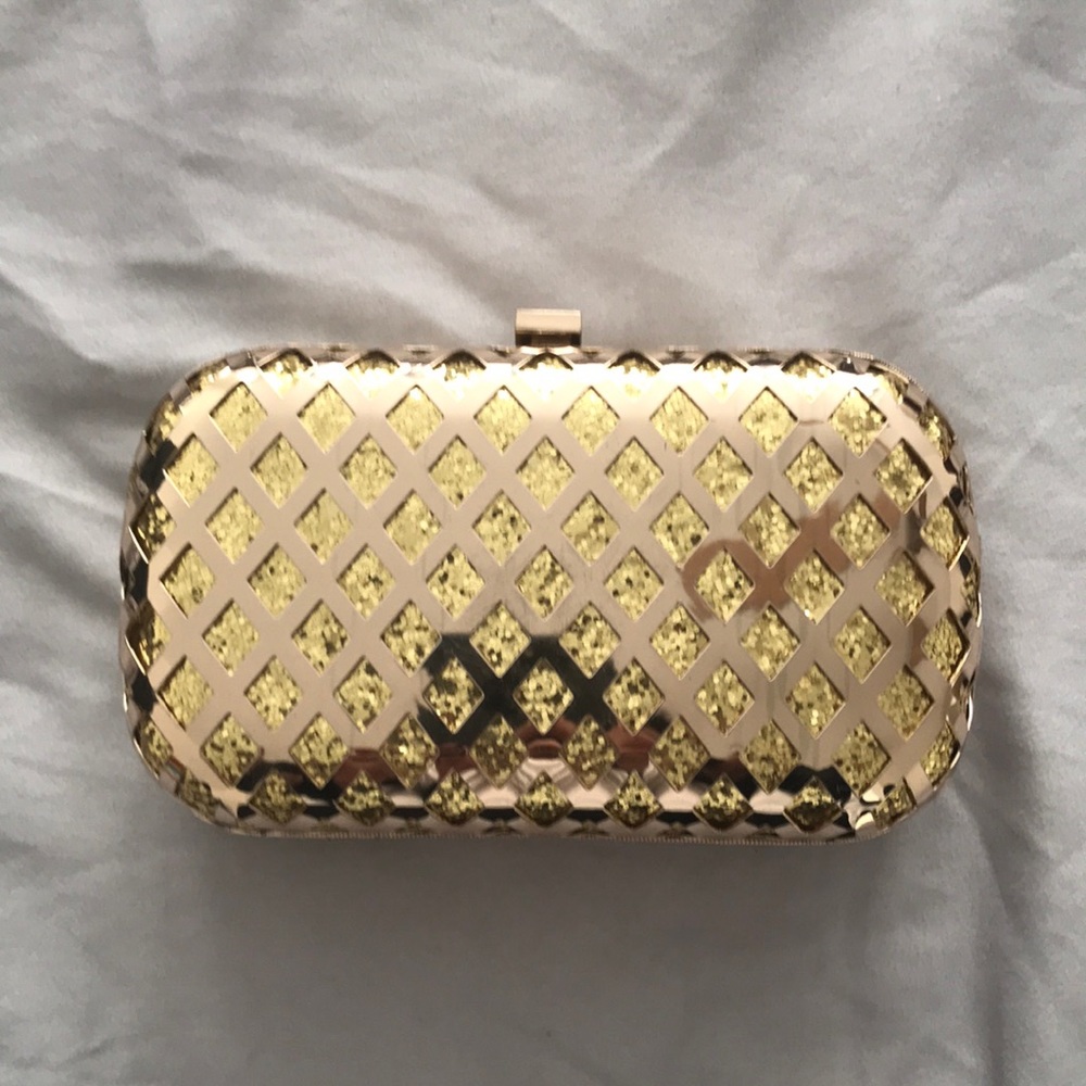 Gold evening clutch